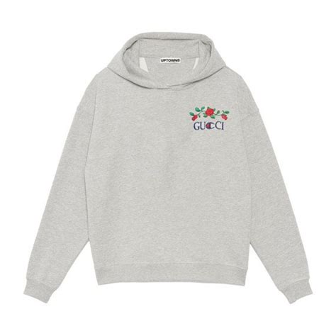 gucci champion embroidered hoodie|Jersey hooded sweatshirt in beige .